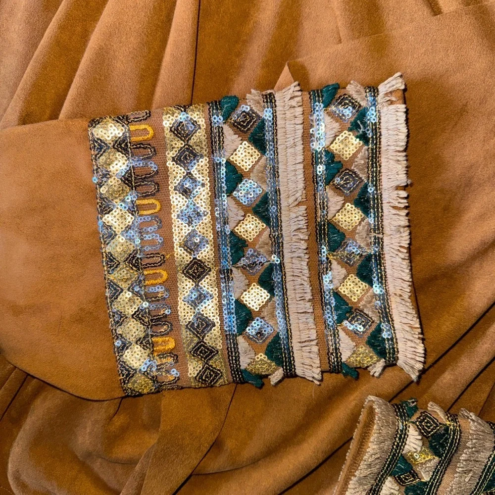 Soft Surroundings Mad About About Faux Suede Beaded Drape Cardigan Sweater - Picture 4 of 6